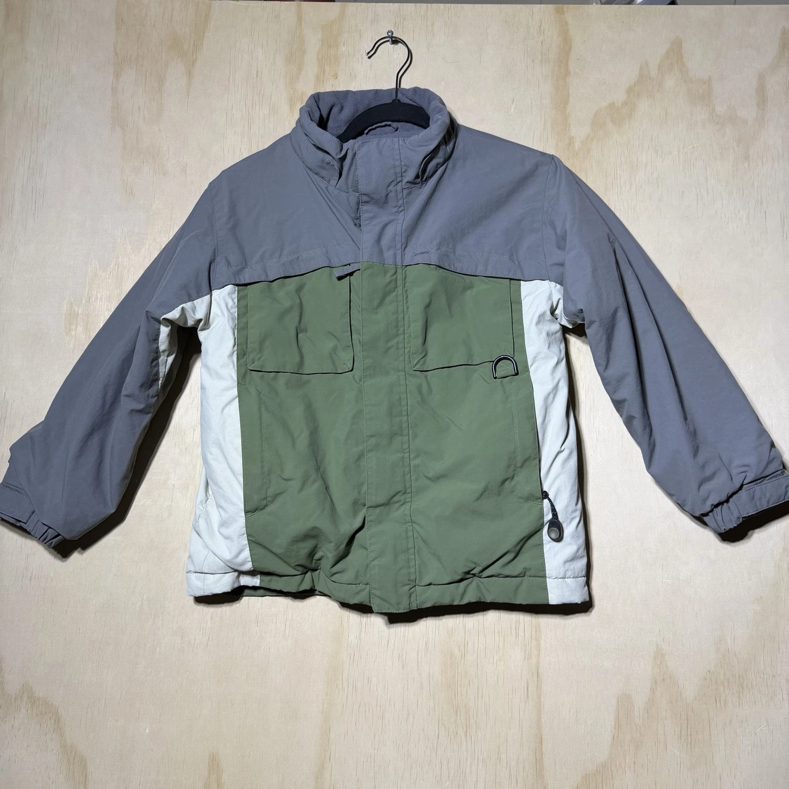 L.L.Bean Kids 8 Fleece Lined Winter Jacket Coat Green Gray Outdoor Parka