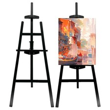 Adjustable Black Wooden Painting Easel, Pine Art Easel Stand Hold up to 43'',