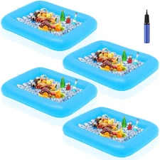 4 Pcs Summer Inflatable Serving Bar and a Hand Pump Ice Buffet Tray Cooler