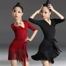 Children Latin Dance Dress 2025 Tassel Dance Dress Fringed Tango Salsa Ballroom