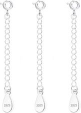 3 Pcs Necklace Extender, 925 Sterling 2 inch, 3 Silver Extension Chains