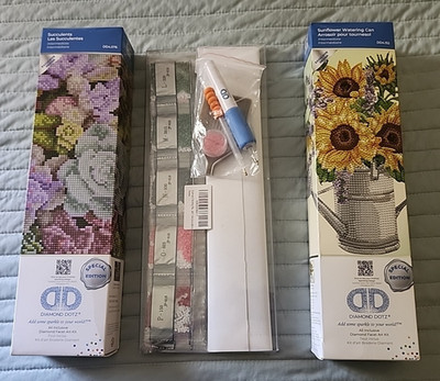 (3) DIAMOND DOTZ Intermediate Facet Art Kit Lot~~Sunflowers, Succulents (NEW)