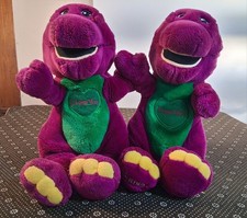 2 Barney Dinosaur I Love You Green Belly Purple Plush Toy Plays Song