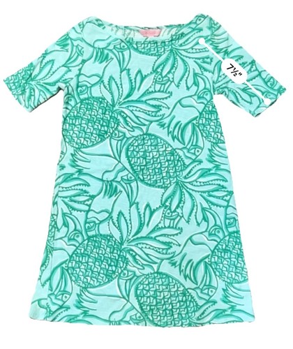 Lilly Pulitzer Cotton Pineapple Toucan Print Short Sleeve Dress Size L 8-10 Girl - Picture 10 of 10
