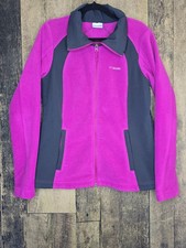 COLUMBIA Sportsware Youth Size L Gray  Pink Fleece Front Zip Jacket