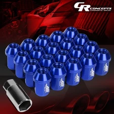 J2 M12X1.5 7075 ALUMINUM 25MM OD/35MM 20PCS CLOSE END LUG NUT SET+ADAPTER BLUE