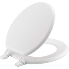 Round Enameled Wood Toilet Seat in White