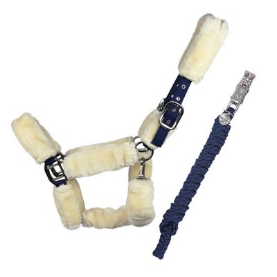 Equest Halfter Comfort für Pferde mit Führstrick, navy - L Full/Warmblut Set