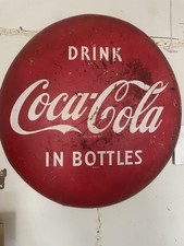 Coca-Cola 1960s 1950s Vintage Button Sign Original 36 inch
