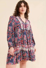 Anthropologie Spliced Hi Lo Floral Tunic Dress Swing Flowy Boho | Size S
