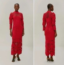 farm rio red lace long sleeve knit dress nwt small