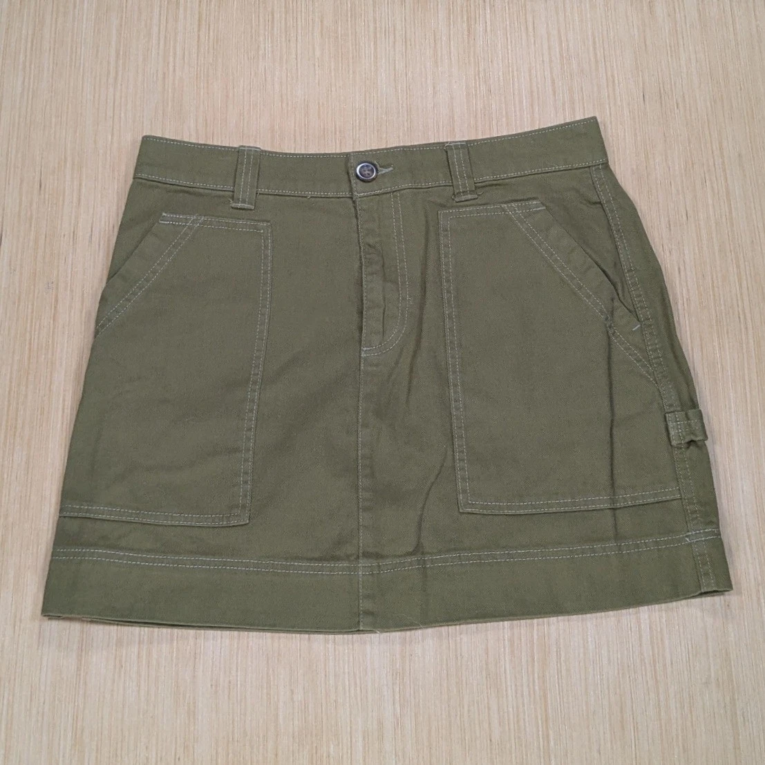 Old Navy Olive Mini Skirt Moss Green Utility Pockets Cotton Casual Women's 8