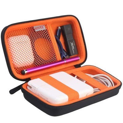 BOVKE PU Hard Travel Case for MacBook Air Pro Power Adapter Small, A_Black
