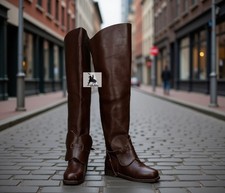 Handmade Premium Thick Leather Musketeer boots Brown Color US Size 5 to 15
