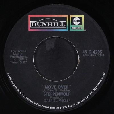 STEPPENWOLF: move over / power play DUNHILL 7'' Single 45 RPM