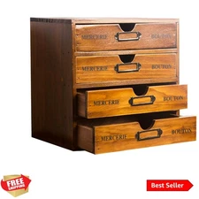 Rustic 4-Drawer Stackable Apothecary Cabinet - Perfect for Crafts & Stationery