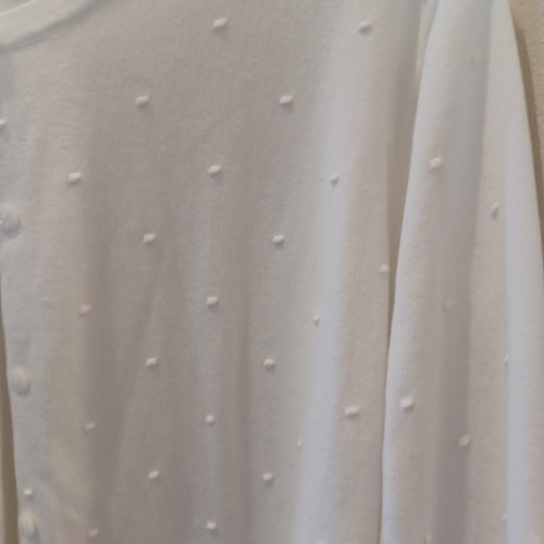 Talbots Woman Plus Sweater Button Cardigan White Cotton Bumps Size 3X - Foto 2 di 2