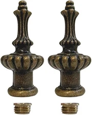 Lamp Finials 2-Pack (Brass, 2" Tall), Secure Lampshade to Table/Floor/Pendant...