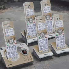 AT&T 5 HANDSETS Cordless Phone w Bluetooth Connect to Cell - Answering System 