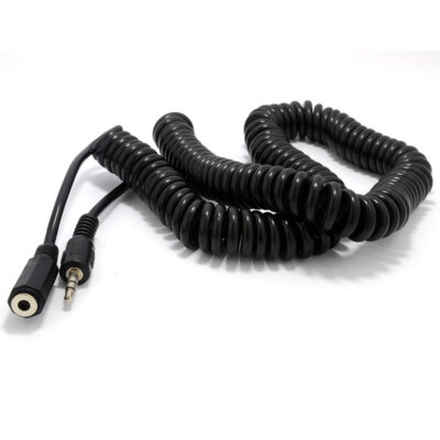 5m Spiral 3.5mm Stereo Stecker Zu Buchse Kopfhörer Verlängerungskabel (3 Stange)