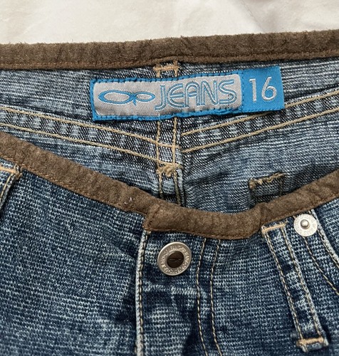 Rad OP Denim Skirt With Suede Youth Sz16 - Picture 2 of 3