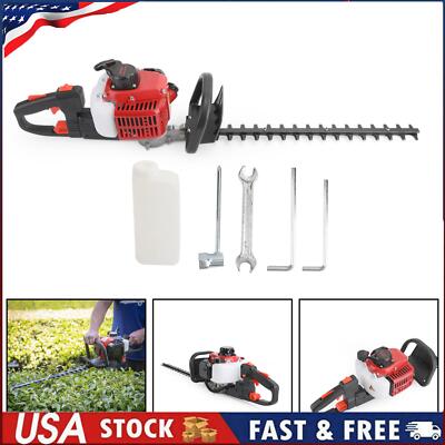 24'' 2-Stroke Double Sided Blade 26cc Gas Hedge Trimmer Recoil Gasoline Trim