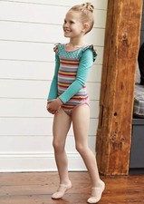 Matilda Jane Dance Off Leotard Size 10 NWT Striped Long Sleeved New In Bag