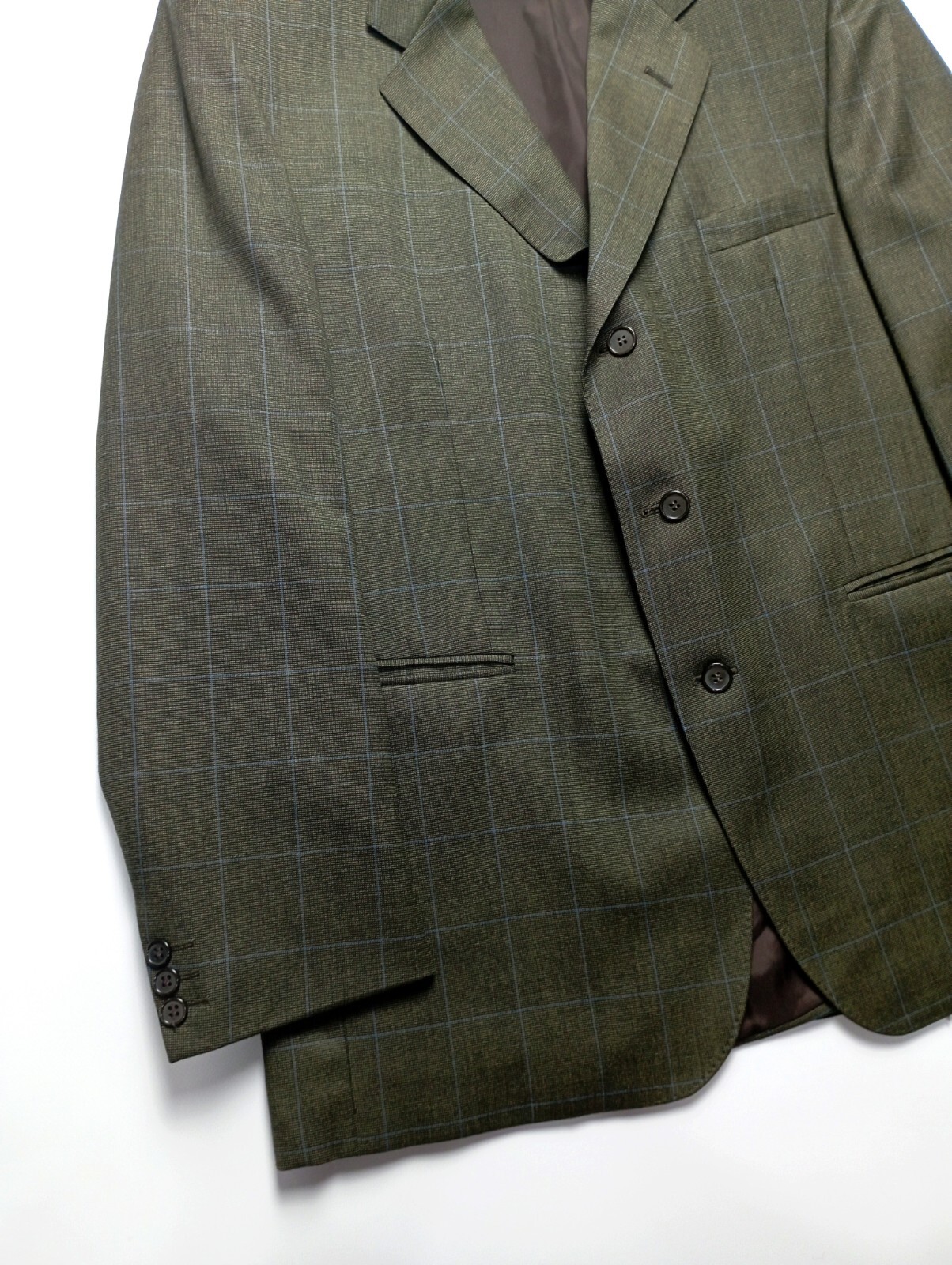 FILA GIEVES HAWKES TWEED GIACCA BLAZER UK 46 48 LANA CHECK VERDE SAVILE ROW LONDRA