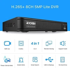 ZOSI H.265+ 8CH 5MP Lite CCTV DVR 4-in-1 Surveillance Record for Security Camera