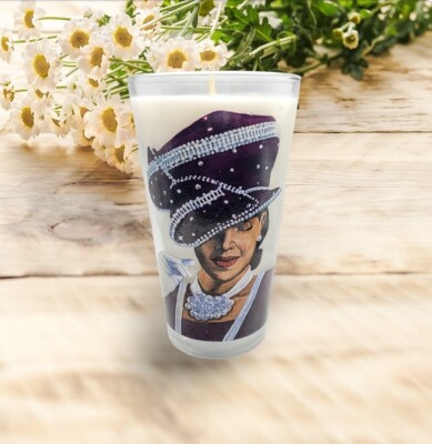Purple Ethnic Woman Moonflower Nectar Scented 17 oz. Luxury Soy Wax Candle