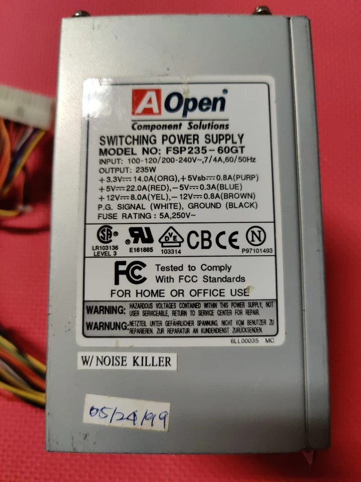 Vintage AOpen FSP-235-60GT Switching Power Supply ATX PSU w Noise Killer - Image 2 of 4