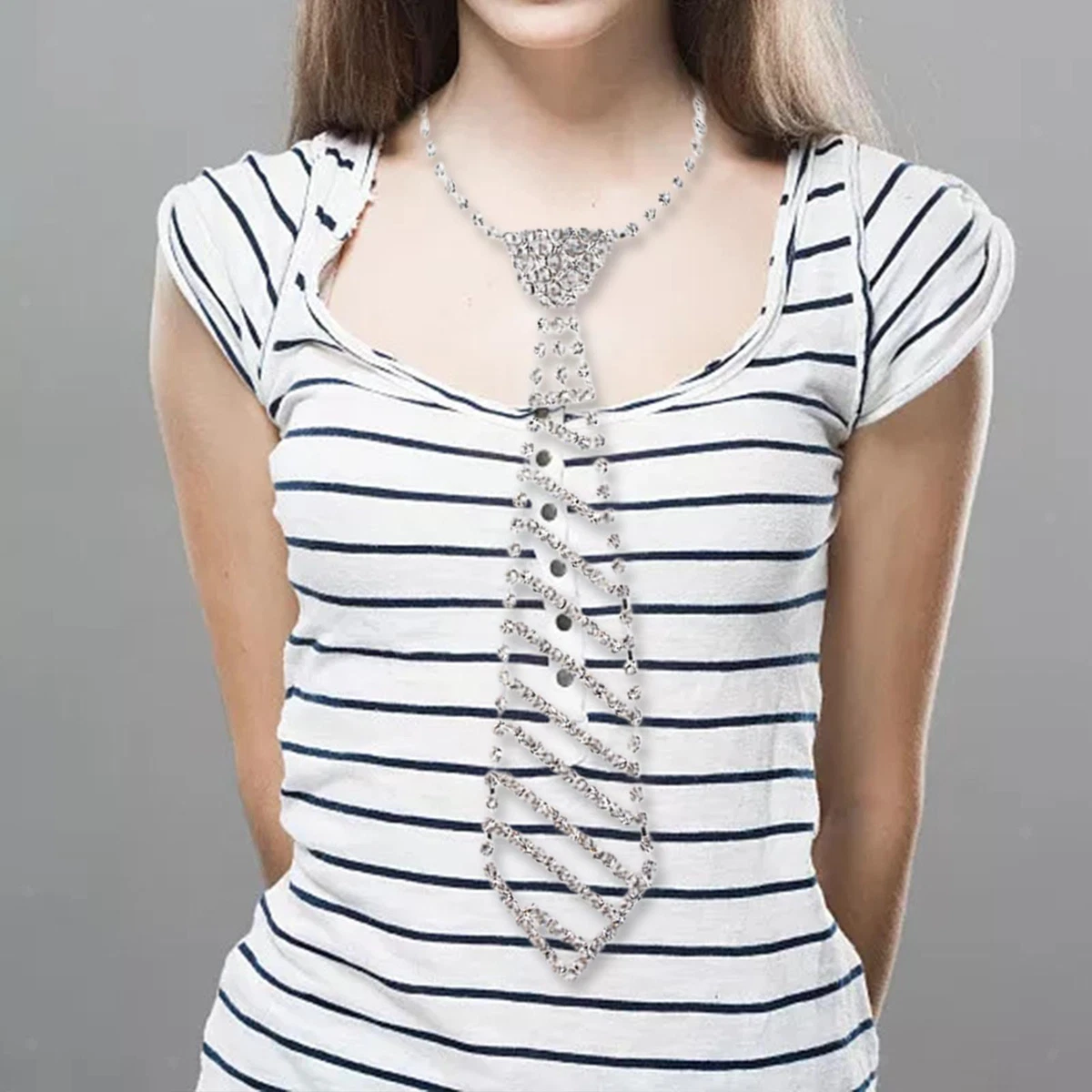 Rhinestone Tie Sparkle Tie Shine Bling for Women and Girls Necktie