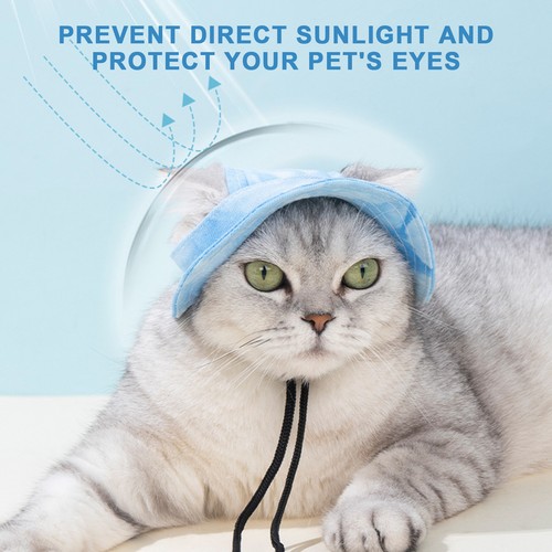 Dog Hat Pet Sun Hat Visor Hat With Ear Holes Chin Strap For Dogs Cats Summer - Picture 9 of 15