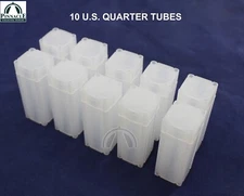 10 Square Quarter Tubes / Archival Quality / Plastic Coin Tubes by Lighthouse