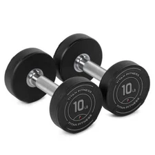 Titan Fitness 10 LB Set Round Urethane Dumbbells, 32mm Medium Volcano Knurling