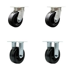 5 Inch KP Phenolic Caster Set with Ball Bearings 2 Swivel 2 Rigid SCC