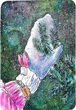 Snowflake Painting Watercolor Original Art ,Christmas Gift Wall  Art / Postcard