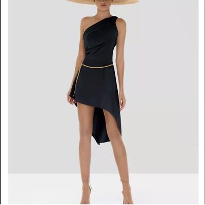Alexis Mellie Asymmetrical High Low Dress Size XL Black One Shoulder Chic NWT