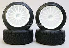 HPI 1/10 WR8 Street Rally WHEELS + TIRES Flower Line -WHITE- (4pcs) #3481