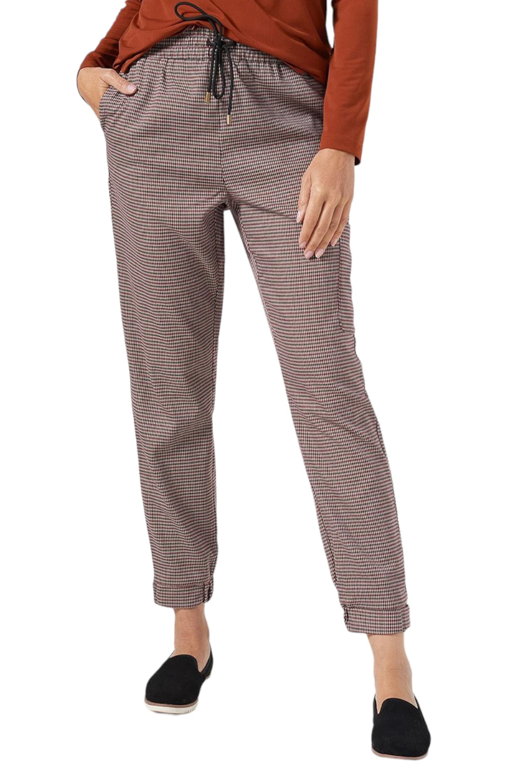 Susan Graver Yarn-Dyed Woven Pull-On Joggers Wine