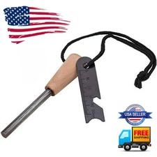 Fire Starter Flint Steel Striker Survival Gear Ferro Rod Camping Outdoor Tool