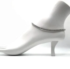 Women's 3 mm Round Cut Cubic Zirconia Tennis Chain Anklet Ankle Bracelet 10 - 12