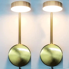 Modern Led Brass Wall Sconces Light Fixtures Brass Plug In Wall Sconces 2 Pack