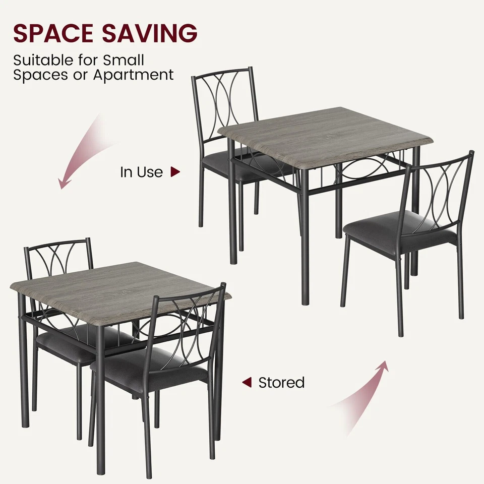 Dining Set for 2 Wood Top Table and 2 Upholstered Chairs for Small Space Kitchen - Image 3 of 4