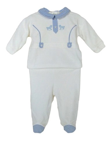 Completo due pezzi neonato maschietto in ciniglia Les Folies 344 -90 panna  | eBay