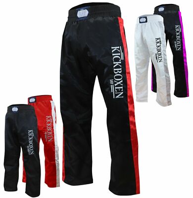 BAY  edel STICK Kickboxhose Kickboxen Kickbox-Hose Muay Thai mit Schrift gestick