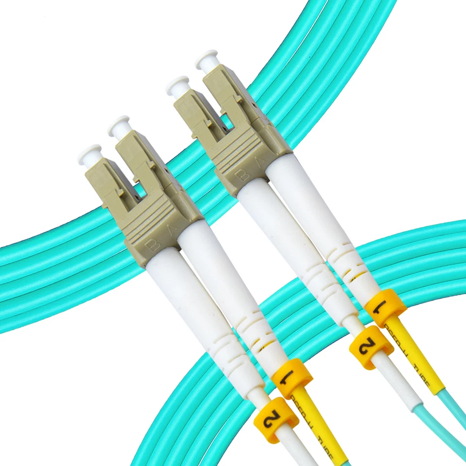 OM4 LC to LC Fiber Optic Patch Cable Multimode Duplex 50/125 Aqua  LC LC 1M-15M - Image 2 of 4