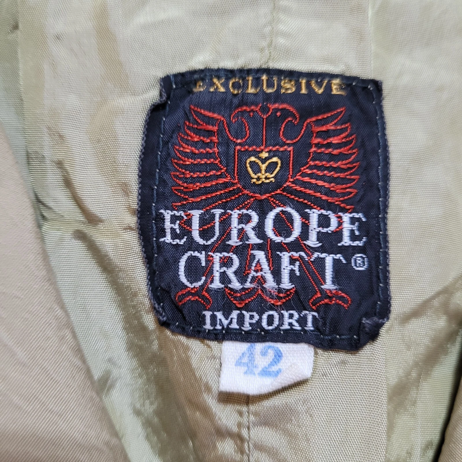 Vintage Europe Craft Exclusive Import Mens Sz 42 Beige Jacket Made In Yugoslavia - product detail image 4