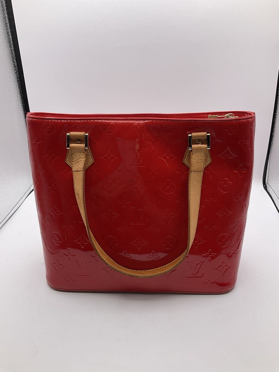 【希少】 LOUIS VUITTON Monogram Vernis Houston Vintage Louis Vuitton Monogram Vernis Houston LV Logo Red Patent