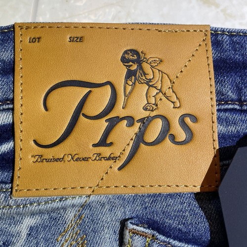 PRPS Japanese Jeans Distressed Cayenne Blue Denim Pants Stretch Mens Size 40 - Picture 3 of 16